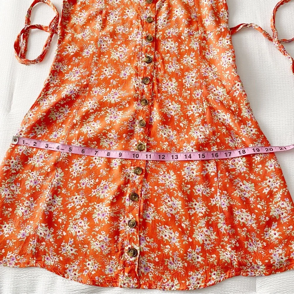 AEO Orange Floral Print Mini Dress - Picture 6 of 11